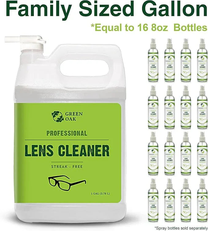 Green Oak Lens Cleaner Refill Professional Lens Cleaner Refill– Best for Eyeglasses, Cameras, and Lenses - Safely Cleans Fingerprints, Dust, Oil (1 Gallon Refill) - NeatNest