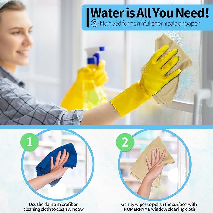 HOMERHYME Microfiber Cleaning Cloth - 10 Pack Glasses Cleaning Cloth, 16" x 14" Window Cleaning Rags, Streak Free Lint Free Polishing Cloths Wipes for Eye Glass, Stainless Steel, Windshield, Beige - NeatNest