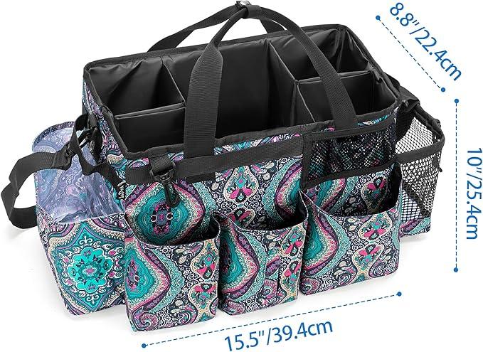 LoDrid Wearable Cleaning Caddy Bag with 4 Foldable Dividers, Cleaning Supply Organizer with Shoulder Strap and Side Handles for Cleaners & Housekeepers, Totem - NeatNest