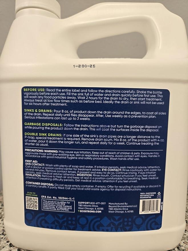 Fruit Fly Drain Treatment | Drain Fly Eliminator | Eliminates Gnats, Sewer Flies and More - Works in All Drains - 64 Fl Oz - NeatNest