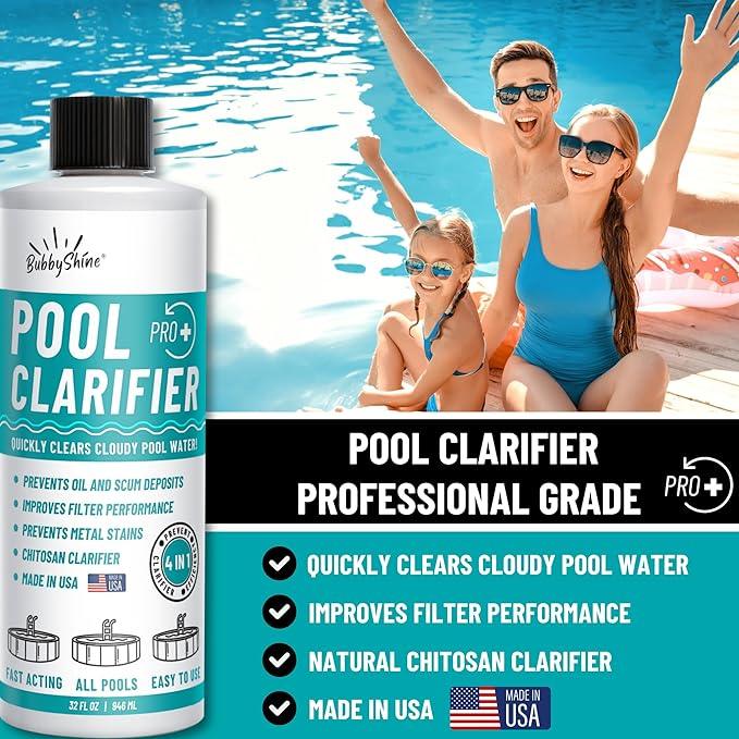 Pool Clarifier - Natural Chitosan Clarifier, Swimming Pool Cleaner Liquid, Cloudy Pool Water Treatment, Pool Chemicals for Inground Pools & Above Ground Pools, 32oz - NeatNest