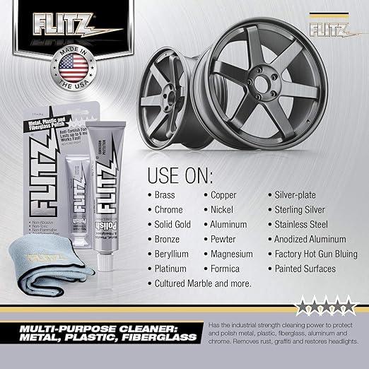 Flitz Multi-Purpose Metal Polish Paste - 1.76oz Tube of USA-Made Chrome Polish - Works on Stainless Steel, Aluminum, Plastic, Jewelry and Cars - Non-Abrasive Cleaner & Rust Remover (80 Pack) - NeatNest