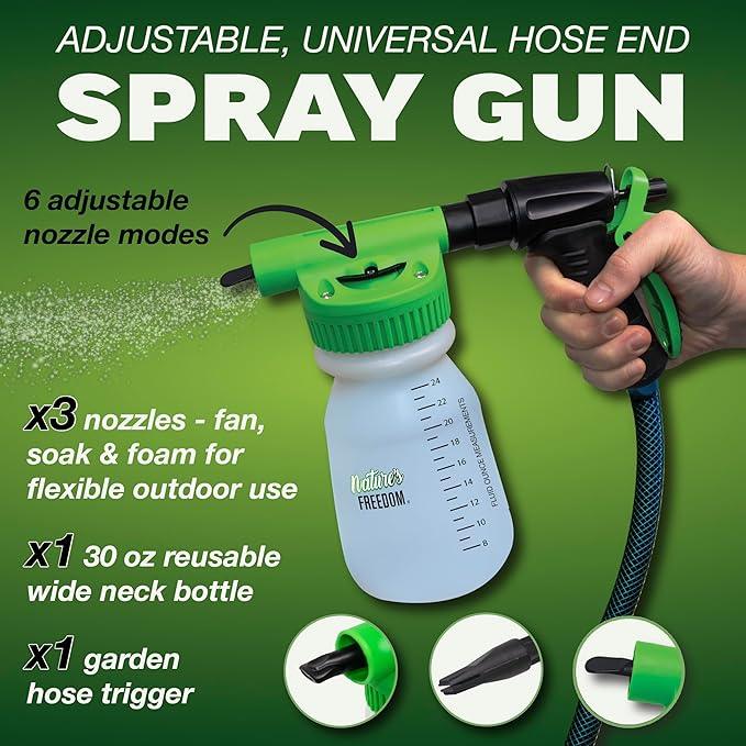 Nature's Freedom Hose-End Outdoor Pet Odor Eliminator – Gallon Enzyme Cleaner with Spray Gun for Yard, Turf, Patios, Kennels, Concrete - NeatNest