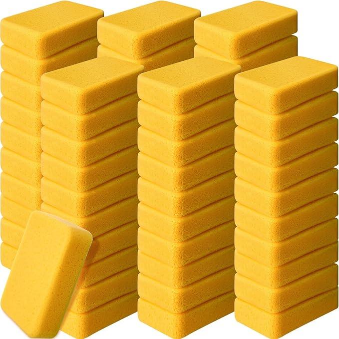 Tioncy 60 Pcs Large Sponges Bulk 7.5 x 5.5 x 1.9 Inch Grouting Car Wash Foam Cleaning and Washing Sponge Commercial Foam Large All Purpose for Cleaning Dishes Car Tile Bike (Yellow) - NeatNest
