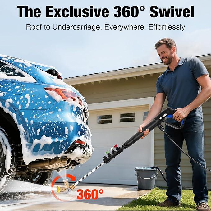 Pressure Washer, True High Power Washer with GFCI Safety Plug & No-Bend 360° Nozzle, Complete with Foam Cannon & 4 Nozzles for Car, Patio - NeatNest