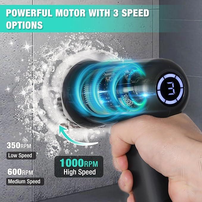 HAUSHOF Electric Spin Scrubber, Cordless Dish Scrubber Brush with 8 Replaceable Heads & 3 Speeds, Power Scrubber Electric Scrubber for Cleaning Kitchen, Sink, Bathroom, Knife Sharpener Included - NeatNest