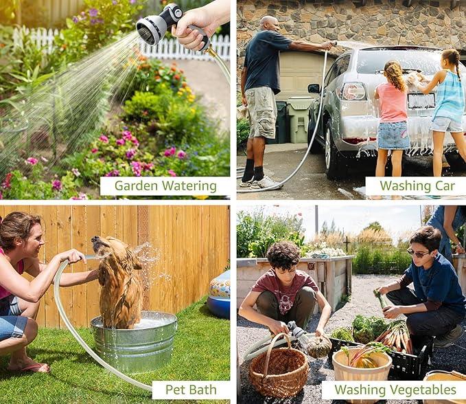 Tuyeho Retractable Garden Hose Reel 100FT, Wall Mount Heavy Duty Water Hose Reels with Automatic Slow Rewind System, Outdoor Hoses Reel with 2 Hose Nozzles for Garden Watering, Car Wash, Pet Shower - NeatNest