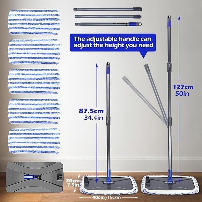 Masthome Microfiber Mop,Large Surface Flat Mop with 5 Reusable Pads,Hardwood Floor Mops for Dry and Wet Use,Microfiber Mops for Floor Cleaning-1 Cleaning Scraper Included - NeatNest