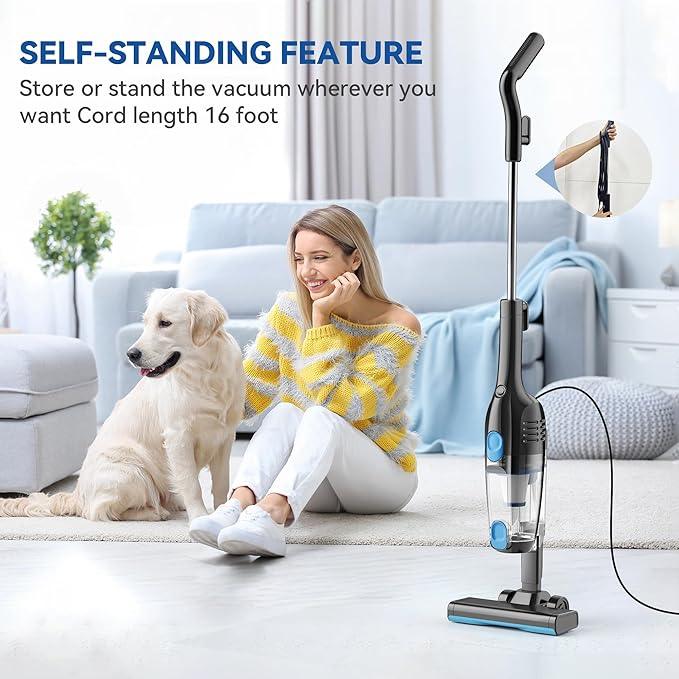 Vazone R6X Corded Stick Vacuum Cleaners for Home, 20Kpa Powerful Suction Stick Vacuum with 16Ft Cord, 2 in 1 Lightweight Handheld Vacuum Cleaner for Hardwood Floor Pet Hair - NeatNest