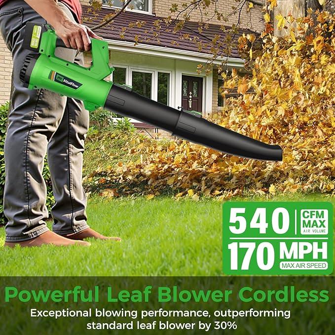 Cordless Leaf Blower with 2× 6.0Ah Batteries and Charger, 540CFM/170MPH Battery Powered Leaf Blower, 6 Speeds, Lightweight Electric Leaf Blowers for Lawn Care, Patio, Dust and Leaves Cleaning 2025 - NeatNest