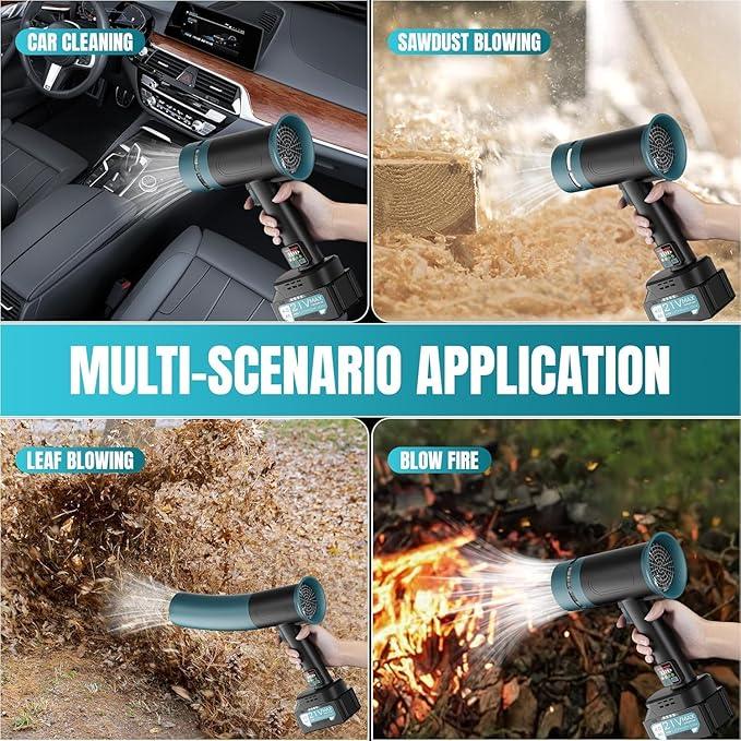 Turbo Dryer Blower for Car, Leaf Blower Cordless with Extended Tube and Led, 64mm Brushless Motor 550CFM Car Dryer Air Blower, 21V 4.0Ah Battery Pack and Charger, for Car Drying, Yard and Snow Cleanup - NeatNest