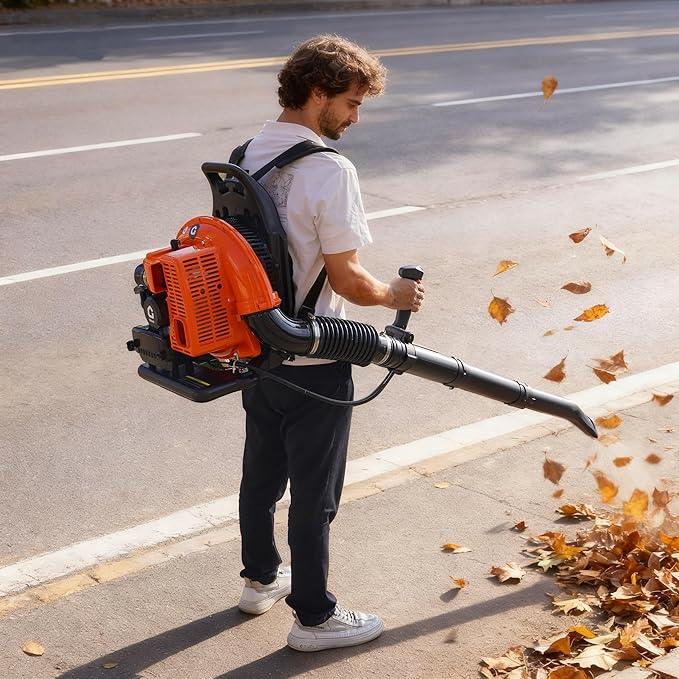 66CC Backpack Blower, 4-HP 2-Cycle Gas Leaf Blower with 880 CFM & 320 MPH, Backpack Leaf Blower, Powerful Clearing Performance for Wet Leaf & Debris Clean & Snow Removal - NeatNest