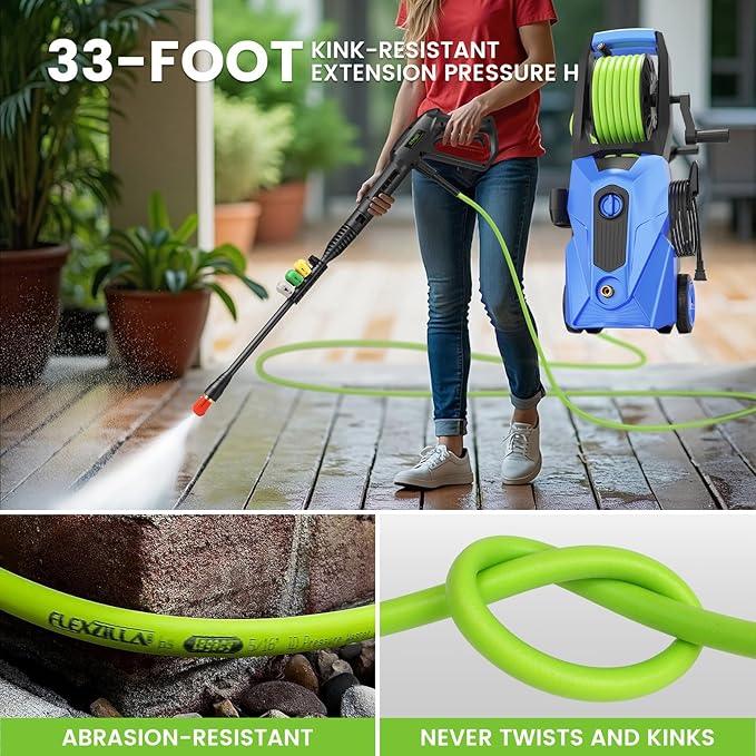 Pressure Washer 5000PSI Power Washers Powered with 33ft Pressure Hose, 4 Nozzle and Foam Cannon, powerwashers for Home, Cars, Fences, Patio, Blue - NeatNest