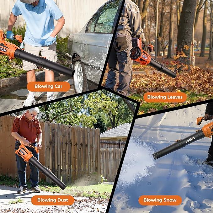 Leaf Blower Cordless - 650CFM Brushless Motor Leaf Blower with 6-Speed Control & Ergonomic Handle - Includes 2 x 5.0Ah Batteries & Fast Charger - Blowers for Lawn Care, Yard, Patio, Leaves, Snow, Dust - NeatNest