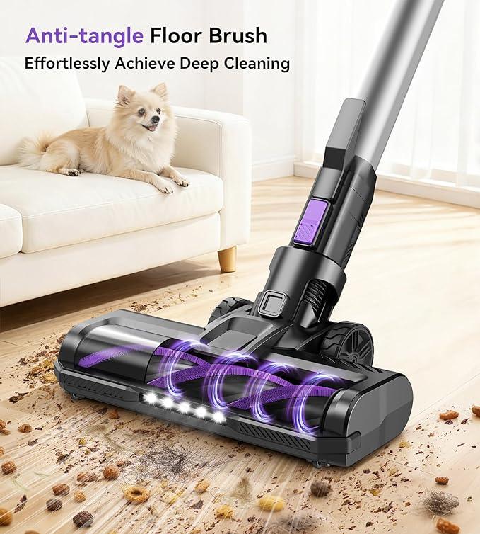 S10 Cordless Vacuum Cleaner, 55Kpa 60mins Lightweight Stick Vacuum with Powerful Suction for Home, Rechargeable, Self-Standing, Handheld Vacuum Cleaners for Hardwood Floors, Carpets, Purple - NeatNest