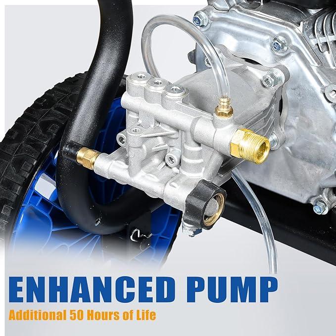 TOOLCY 3400 PSI Gas Pressure Washer, 2.8 GPM Gas Powered Power Washer with Soap Tank, Reinforced Pump & 212cc OHV Engine, 35 FT Pressure Hose, Quick Connect Swivel Pressure Gun, 5 Nozzles for Homes - NeatNest