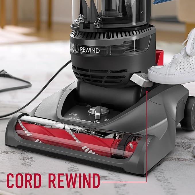 Hoover Rewind Pet Upright Bagless Vacuum Cleaner for Carpet and Hard Floors, Automatic Cord Rewind, Above Floor Cleaning Corded Vacuum Cleaners for Home Use, Gray - NeatNest
