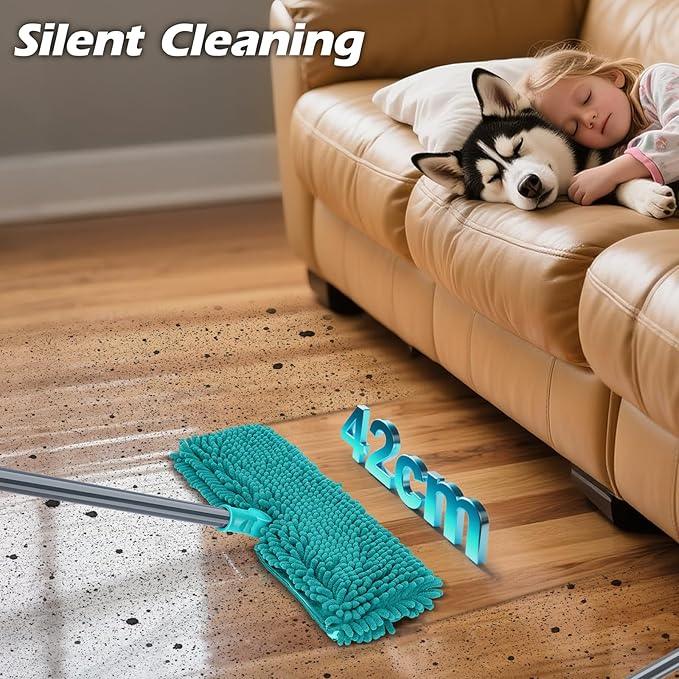 MASTERTOP Microfiber Flat Mop, Double-Sided Dust Mop with 4 Wet & Dry Pads, Floor Mop with Extension Stainless Steel Handle for Cleaning Hardwood, Vinyl, Laminate - NeatNest