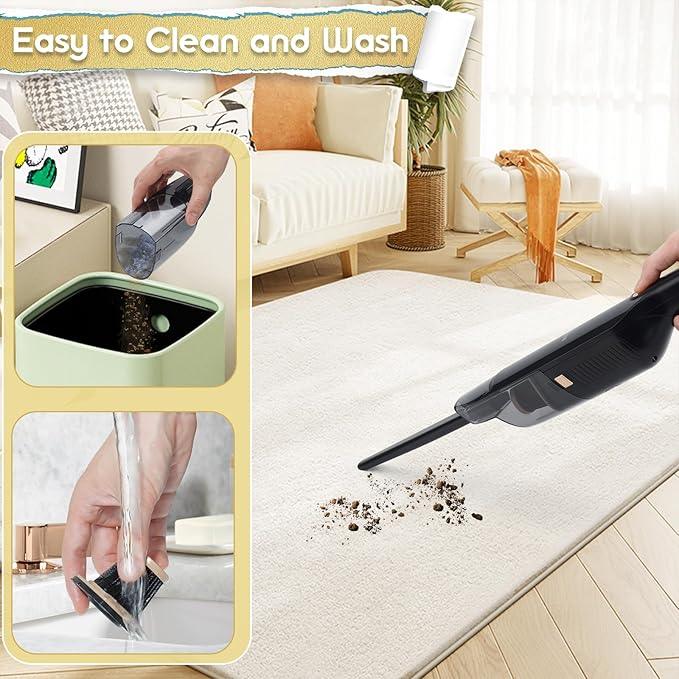 Handheld Vacuum Cordless, 15KPA High Power Suction, USB Quick Charge, Car Vacuum Cleaner with Storage Dock, Lightweight Rechargeable Dust Buster with Crevice Tool & Pet Brush Hand Vac for Home, Black - NeatNest