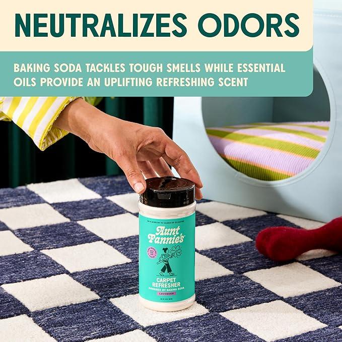 Aunt Fannie's Carpet Refresher & Deodorizer Powder, Multi-Purpose Carpet, Rug, and Upholstery Odor Eliminator for Homes with Cats & Dogs, Lavender Scent, 16 oz Refill, Pack of 3 - NeatNest
