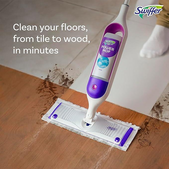 Swiffer PowerMop Multi-Surface Mop Kit for Floor Cleaning, Includes PowerMop, 2 Mopping Pad Refills, 1 Cleaning Solution with Fresh Scent and 2 Batteries - NeatNest