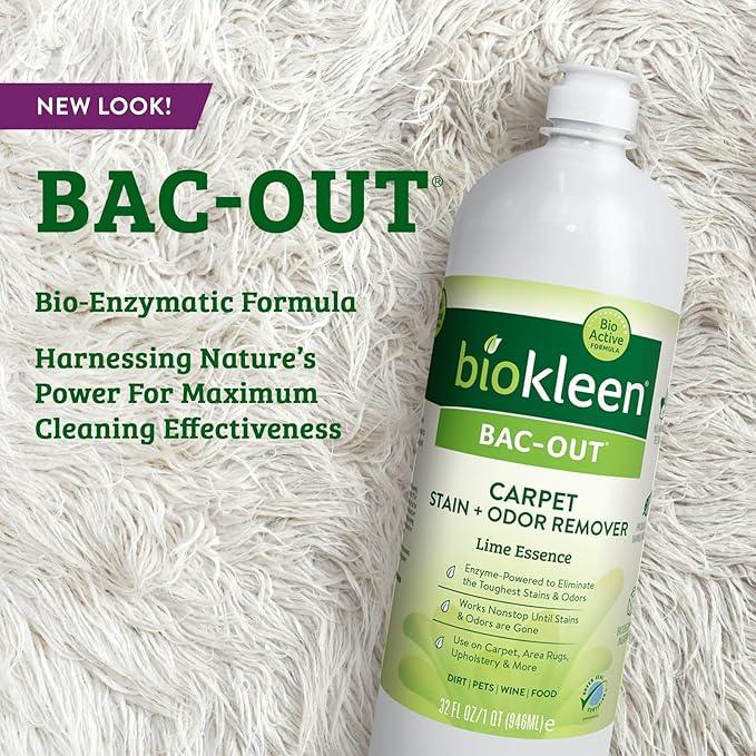 Biokleen Bac-Out Stain Remover for Clothes - 2 Pack - Enzymatic, for Laundry, Diapers, Wine, Carpets, & More, Eco-Friendly, Plant-Based, 32 Ounces - NeatNest