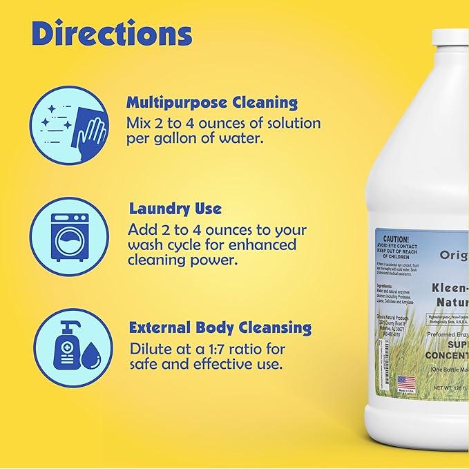 Naturally Preformed Enzyme Cleaner, Enzyme Solution, Multi-Purpose Cleaner, Laundry Additive and More - Concentrate - Original Scent - 128oz (1 Gallon) - NeatNest
