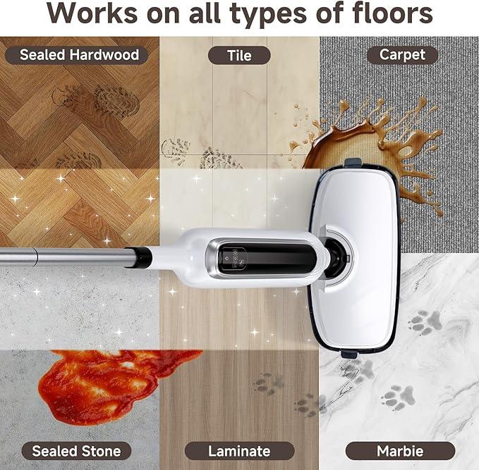 12-in-1 Steam Mop, Detachable Handheld Steam Cleaner for Home, 23FT Cord, 3 Steam Modes & LED Display, Steam Mops for Floor Cleaning, Bathroom, Windows, Sofas, Clothes, Tile Grout, Carpets, Furniture - NeatNest
