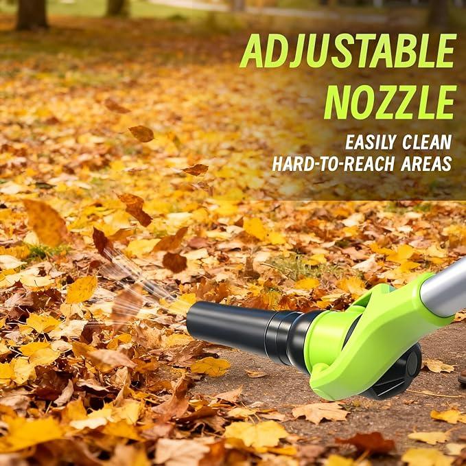 Cordless Leaf Blower, 21V Leaf Blowers, 580CFM/180 MPH Brushless Motor and 3-Speed Electric Blower, with 2 Lightweight Batteries 3.0Ah & Charger Gutter Cleaning for Garden Yard Patio - NeatNest