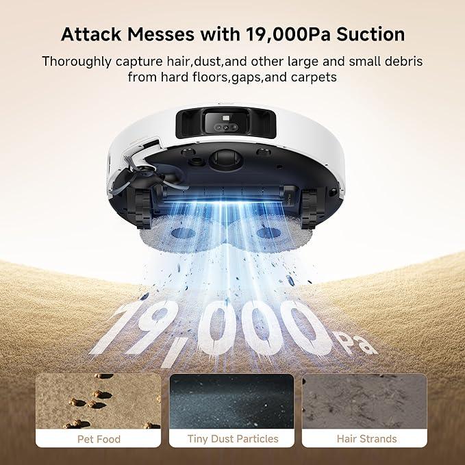 Mova P50 Pro Ultra Robot Vacuum and Mop, 19,000Pa Suction with Anti-Tangle Brush, Removable & Liftable Mop for Carpet & Floor, 167℉ Mop & Washboard Self Drying & Cleaning, Auto Empty & Refill - NeatNest