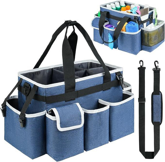 Cleaning Caddy,Cleaning Bag for Housekeepers,Cleaning Supplies Organizer with Handle,Blue - NeatNest