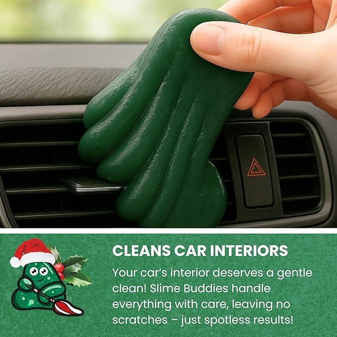 Slime Buddies Car Cleaning Gel Putty - Pine Scented Interior Detailing Tool for Cup Holders, Air Vents & Keyboard - Reusable Auto Detailing Accessories - Dust Remover Goop - NeatNest