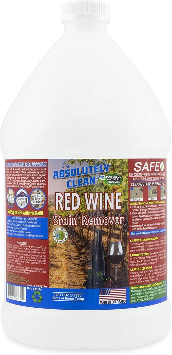 Amazing Red Wine Stain Remover – Natural Enzymes Eliminate Wine Stains Fast - Cleans Carpet, Upholstery, Clothing, Table Cloth & More - USA Made - NeatNest