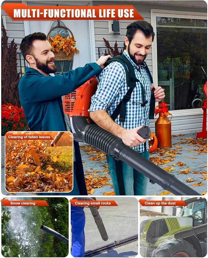 52cc Backpack Leaf Blower – Gas Powered 550 CFM 230 MPH High Airflow for Lawn Care, Low-Vibration Harness, Clears Leaves, Debris & Snow (T690 Pro) - NeatNest