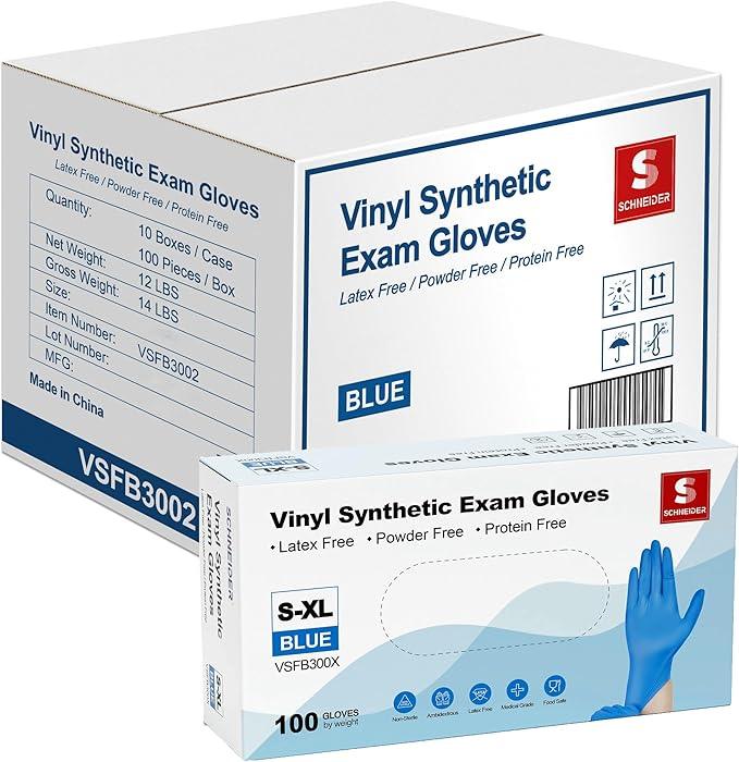 Schneider Vinyl Synthetic Exam Gloves, 4 Mil, Latex Free Disposable Gloves for Medical, Cooking, Cleaning, and Food Prep,1000 - NeatNest