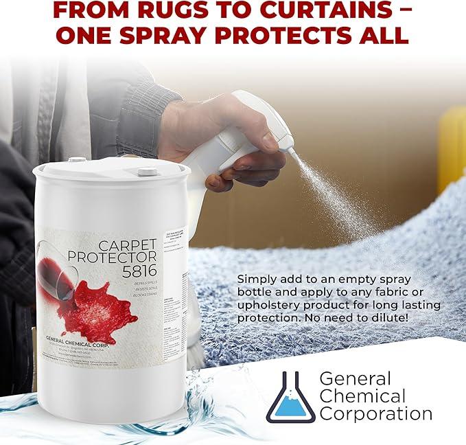 General Chemical Stain Shield Spray - Safe Fabric Protector Spritz and Stain Guard 5816 for Upholstery, Carpets, Rugs, Drapes & More - Impermeable Protectant Spray for Outdoor & Indoor Use - 55 Gallon - NeatNest