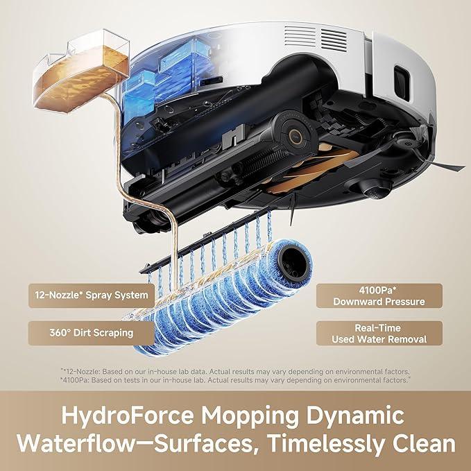 Mova Z60 Ultra Roller SA Robot Vacuum and Mop, 26,000Pa Suction, Warm Water Mopping & Extending Roller, All-in-One Hand-Free Station, Triple Anti-Tangle Mechanisms, Auto Carpet Shield, Voice Control - NeatNest
