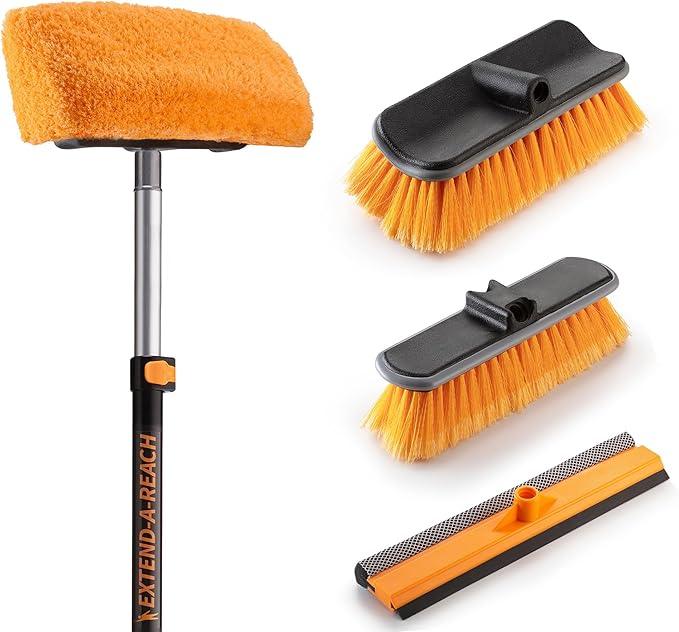 14 Foot Exterior House Cleaning Brush Set with 5-8 ft Extension Pole // Vinyl Siding Brushes with Telescopic Extendable Pole & Window Cleaning Squeegee Tool // The Ultimate Extension Scrub Brush Set - NeatNest