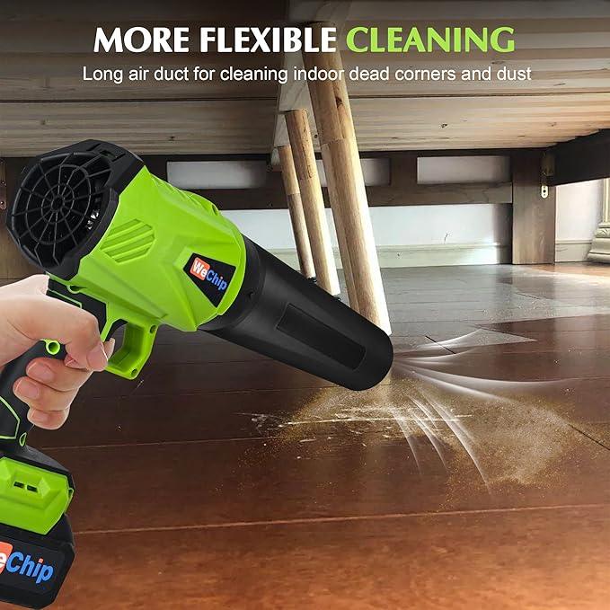Leaf Blower Cordless 800,000 RPM with Battery and Charger,Lightweight Electric Handheld Blower with 3 Replaceable Air Nozzles Used for Lawn Care, Yard Cleaning, Snow Blower, Dust Collector (Green) - NeatNest