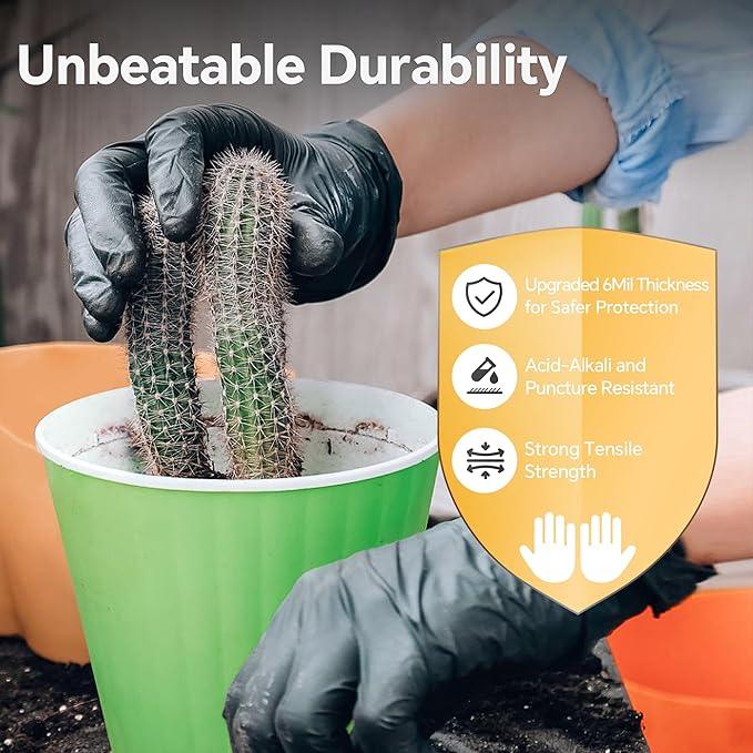 HEAVY DUTY 7 Mil Nitrile Black Gloves Disposable Latex Free Rubber Latex Cleaning Mechanic Food Prep Gloves 1000PCs - NeatNest
