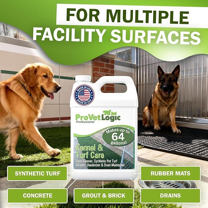 ProVetLogic Kennel & Turf Care- Floor Cleaner, Synthetic Pet Turf Cleaner, Deodorizer & Drain Maintainer- Gallon (Concentrated) - NeatNest