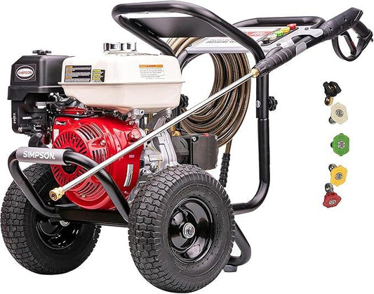 Simpson Cleaning PS60869 PowerShot 4000 PSI Gas Pressure Washer, 3.5 GPM AAA Triplex Pump, Honda GX270 Engine, Includes Spray Gun, Wand, 5 QC Nozzle Tips, 3/8-inch x 50-Foot Monster Hose, 49-State - NeatNest