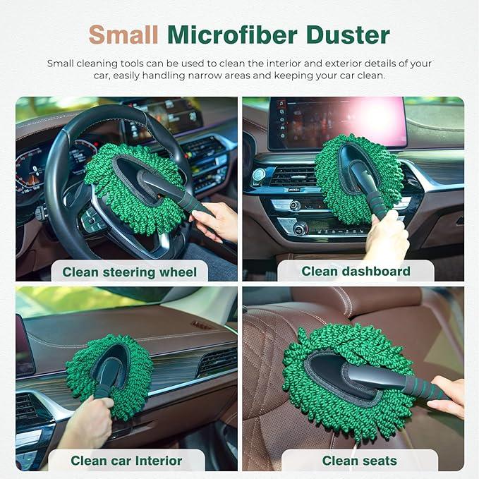 FLORICH Microfiber Car Duster Kit, Large Extendable Car Duster Exterior Scratch Free, Car Cleaning Brush Car Interior Detailing Kit, Car Cleaning Supplies for Cars RV Truck - NeatNest