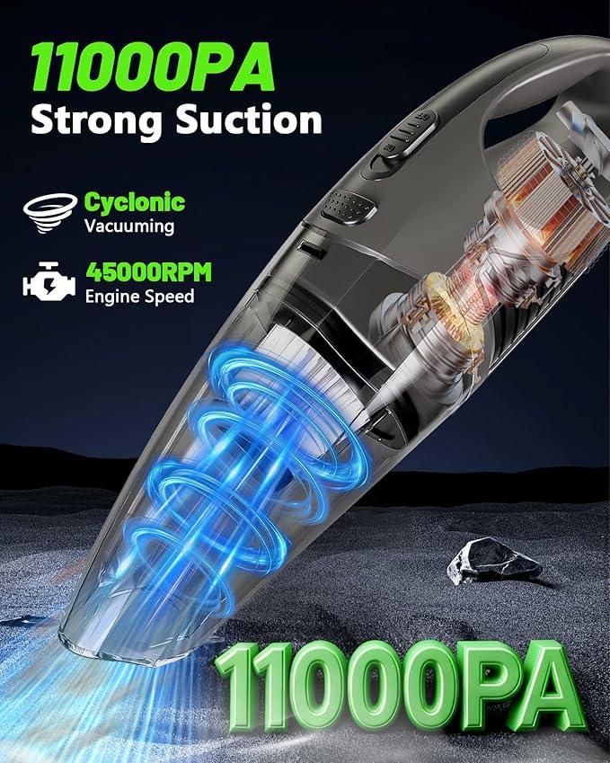 Handheld Vacuum Cordless, 11KPA Strong Suction & 25 Mins Runtime Brushless Motor, Rechargeable Car Vacuum Cleaner with 2 HEPA Filter/Multi-Accessories/Lightweight, for Home/Car/Office Cleaning - NeatNest
