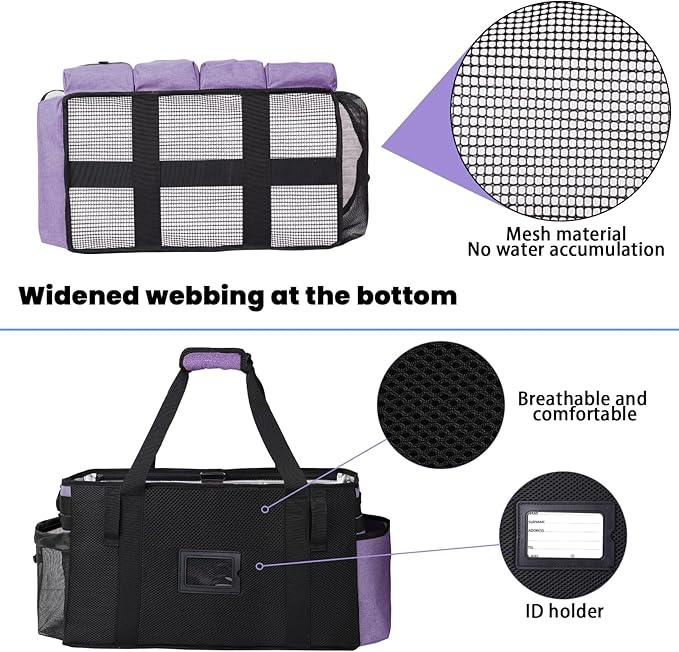 Extra large Cleaning Caddy Bag Built-in Sturdy Support Board, Cleaning Organizer with Detachable Divider, Cleaning Supply Tote with Adjustable Shoulder Strap (Purple, 19'' x 11'' x 11'') - NeatNest