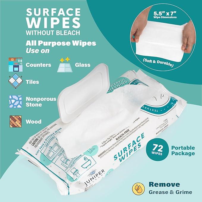 24 Pack Surface Cleaning Wipes Bleach Free, All-Purpose Cleaner for Bathroom, Kitchen, Office, 1728 Count Soft Flow, Fresh Scent, Bleach Free, Lint Free, Durable - NeatNest