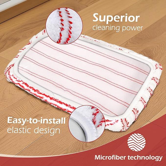 Masthome Extra Large Microfiber Mop for Floor Cleaning, 16“ Flat Mop with 5 Pad for Wet & Dry Use, Dust Mop for Hardwood Laminate Tile Ceramic, 1 Cleaning Scraper Included-Red - NeatNest