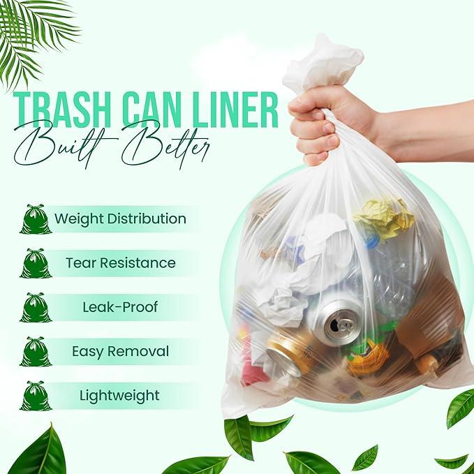 Premium 10-15 Gallon Trash Can Liners 1000 Count (24" x 33", 6 Mic) – Strong Multipurpose Clear Trash Bags on Easy-Tear Rolls for Home, Office, Commercial & Industrial Use – 20 Rolls, 50 Count - NeatNest