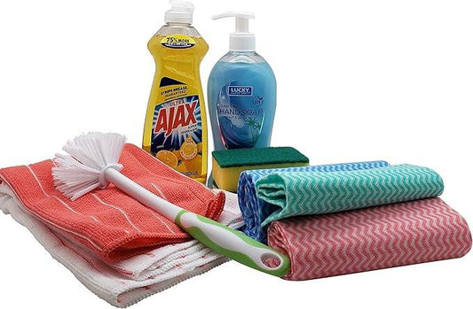 Dorm Room All Inclusive Kitchen Cleaning Kit comes with Dish soap, Sponges, Soap Hand Wash & More - NeatNest