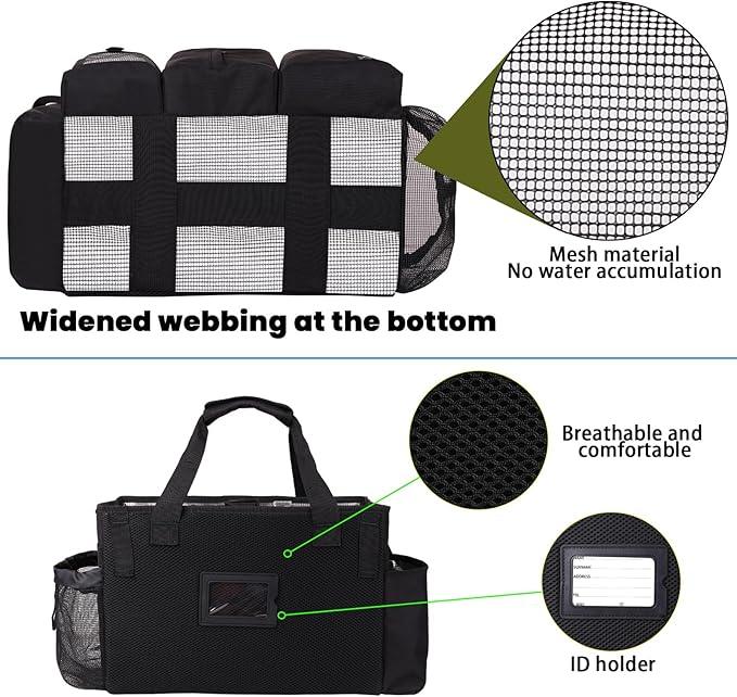 Large Wearable Cleaning Caddy Bag with Detachable Divider, Cleaning Organizer with Handles, Cleaning Supply Tote with Adjustable Shoulder Strap&Waist Belt for Cleaners & Housekeeper (Black) - NeatNest